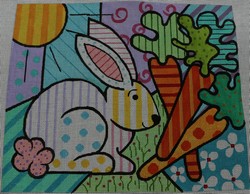 click here to view larger image of Bunny w/Carrots (hand painted canvases)