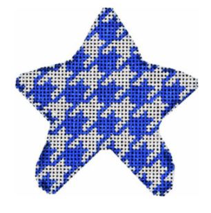 click here to view larger image of Blue Houndstooth Mini Star (hand painted canvases)