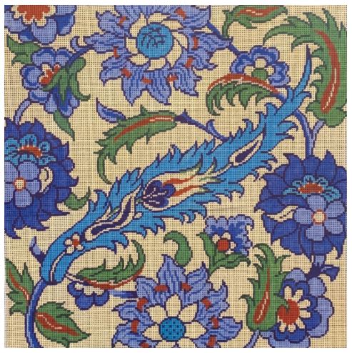 click here to view larger image of Paisley Tapestry Aqua/Rust (hand painted canvases)