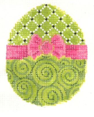 click here to view larger image of Chartreuse Ribbon Egg (hand painted canvases)