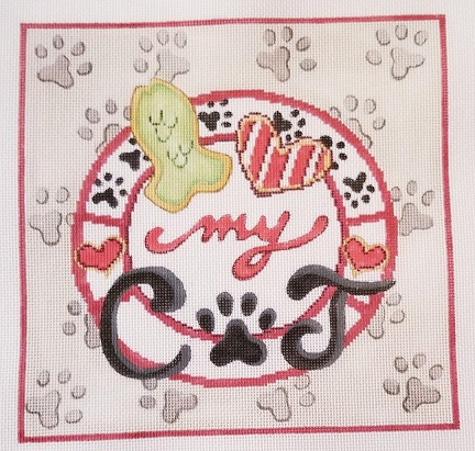 click here to view larger image of I Love My Cat Square (hand painted canvases)