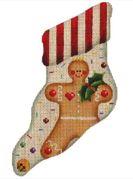 click here to view larger image of Gingerbread Mini Sock (hand painted canvases)