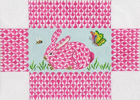 click here to view larger image of Pink Fishnet Bunny Brick Cover (hand painted canvases 2)