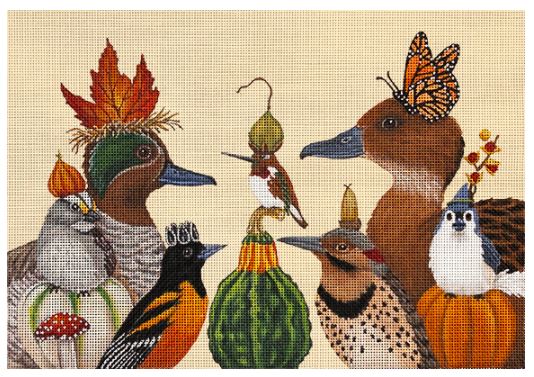 click here to view larger image of Autumn Birds (hand painted canvases)