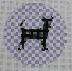 click here to view larger image of Chihuahua on Lavender Check (hand painted canvases)