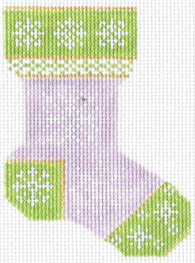 click here to view larger image of Pink Snowflake Sock (hand painted canvases)