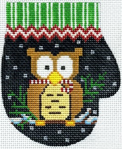 click here to view larger image of Christmas Owl Mitten  (hand painted canvases)