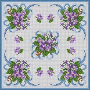 click here to view larger image of Violets and Ribbons (hand painted canvases)
