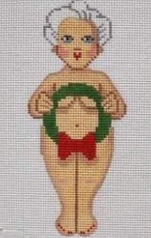 click here to view larger image of Naked Mrs Claus w/Wreath (hand painted canvases)