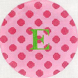 click here to view larger image of Pink w/Fuchsia Polka Dots Grass Green Letter  (hand painted canvases 2)