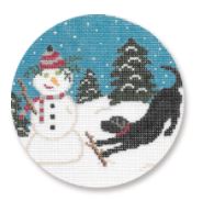 click here to view larger image of Black Lab w/Snowman (hand painted canvases)