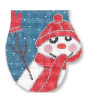 click here to view larger image of Snowman w/Red Mitten - Mitten Shape  (hand painted canvases)