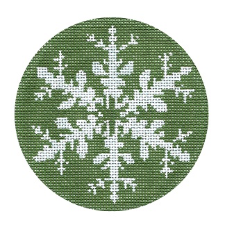 click here to view larger image of Snowflake on Green (hand painted canvases)