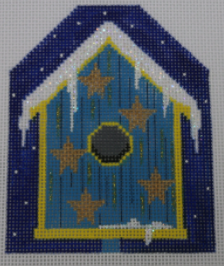click here to view larger image of Blue Stars Bird House Ornament (hand painted canvases)