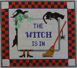 click here to view larger image of Witch Is In w/Check Border (hand painted canvases)