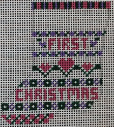 click here to view larger image of 1st Christmas Hearts Mini Sock (hand painted canvases)