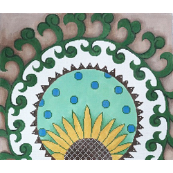 click here to view larger image of Sunflower Swirl - Greens/Brown (hand painted canvases)