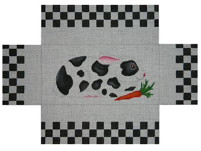 click here to view larger image of Black/White Bunny w/Checks (hand painted canvases)