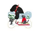 click here to view larger image of Sledding w/Black Lab (hand painted canvases)