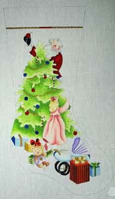 click here to view larger image of Girl Peeking at Santa (hand painted canvases)