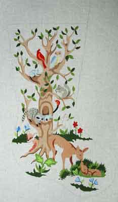 click here to view larger image of Animal Tree Stocking (hand painted canvases)