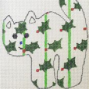 click here to view larger image of Holly Cat Ornament (hand painted canvases)