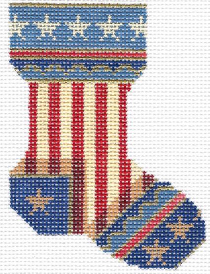 click here to view larger image of Patriotic Sock (hand painted canvases)