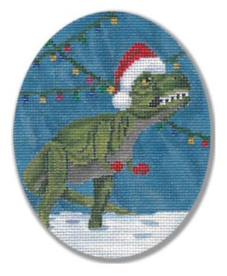 click here to view larger image of Holiday Dino (hand painted canvases)