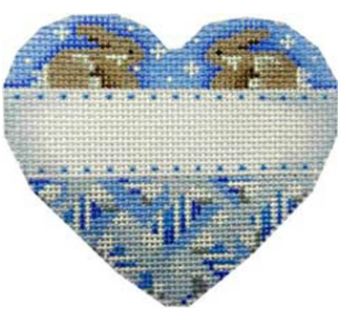 click here to view larger image of Blue Bunnies Heart (hand painted canvases)