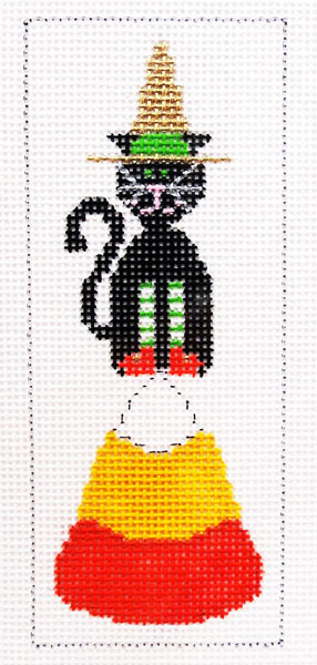 click here to view larger image of Candy Corn Cat (hand painted canvases)