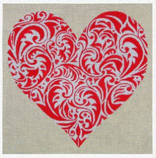 click here to view larger image of Scrolled Heart (hand painted canvases)