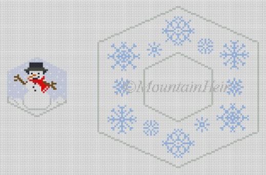click here to view larger image of Frosty/Snowflakes - Hexagon Dangler Ornament (hand painted canvases)