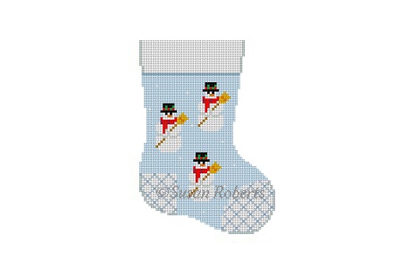 click here to view larger image of Snowmen Mini Stocking (hand painted canvases)