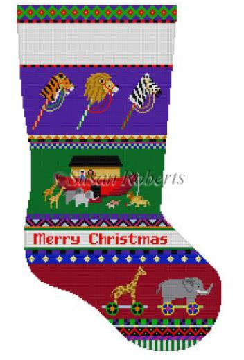 click here to view larger image of Bold Stripe Noahs Ark Stocking (hand painted canvases)