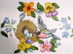 click here to view larger image of Birds/Flowers Brick Cover   (hand painted canvases)