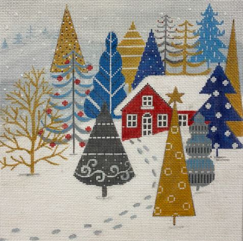click here to view larger image of Blue/Gray Winter Outdoor Scene (hand painted canvases)