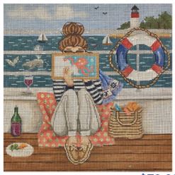 click here to view larger image of Stitching Girl - Boat Girl (hand painted canvases)