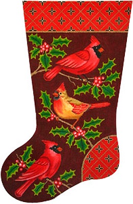 click here to view larger image of Cardinal Stocking (hand painted canvases)