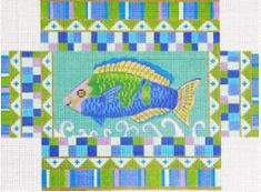 click here to view larger image of Blue Fish Brick Cover   (hand painted canvases)