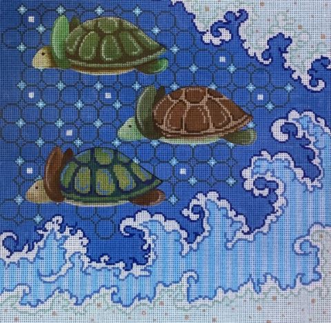 click here to view larger image of Swimming Turtles (hand painted canvases)