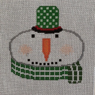 click here to view larger image of Snowman w/Green/White Check Scarf (hand painted canvases)