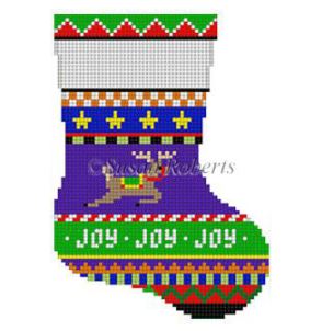 click here to view larger image of Bold Stripe Reindeer Mini Sock (hand painted canvases)