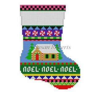 click here to view larger image of Bold Stripe Gingerbread Mini Sock (hand painted canvases)