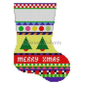click here to view larger image of Bold Stripe Christmas Tree Mini Sock (hand painted canvases)
