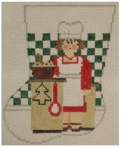 click here to view larger image of Mrs Claus Chef Mini Sock (hand painted canvases)