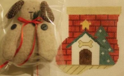 click here to view larger image of Dog House w/Dog Mini Sock (hand painted canvases)