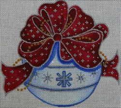 click here to view larger image of Red/Blue Ornament w/Snowflake (hand painted canvases)