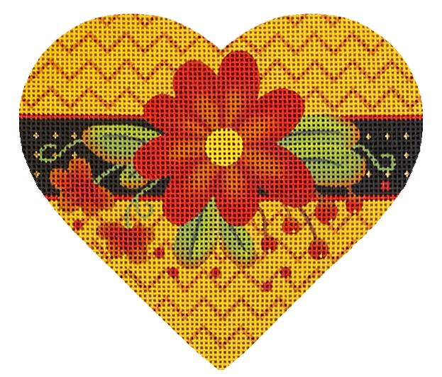 click here to view larger image of Autumn Heart - Red Daisy (hand painted canvases)