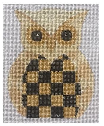 click here to view larger image of Gold Checked Owl - Small (hand painted canvases)