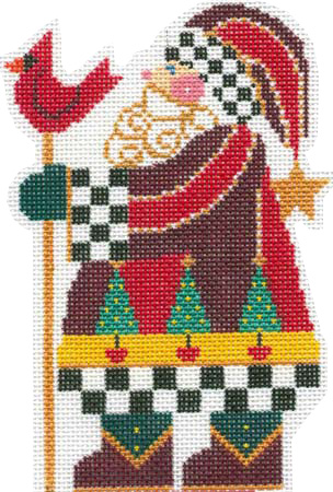 click here to view larger image of Folk Santa - Checked (hand painted canvases)